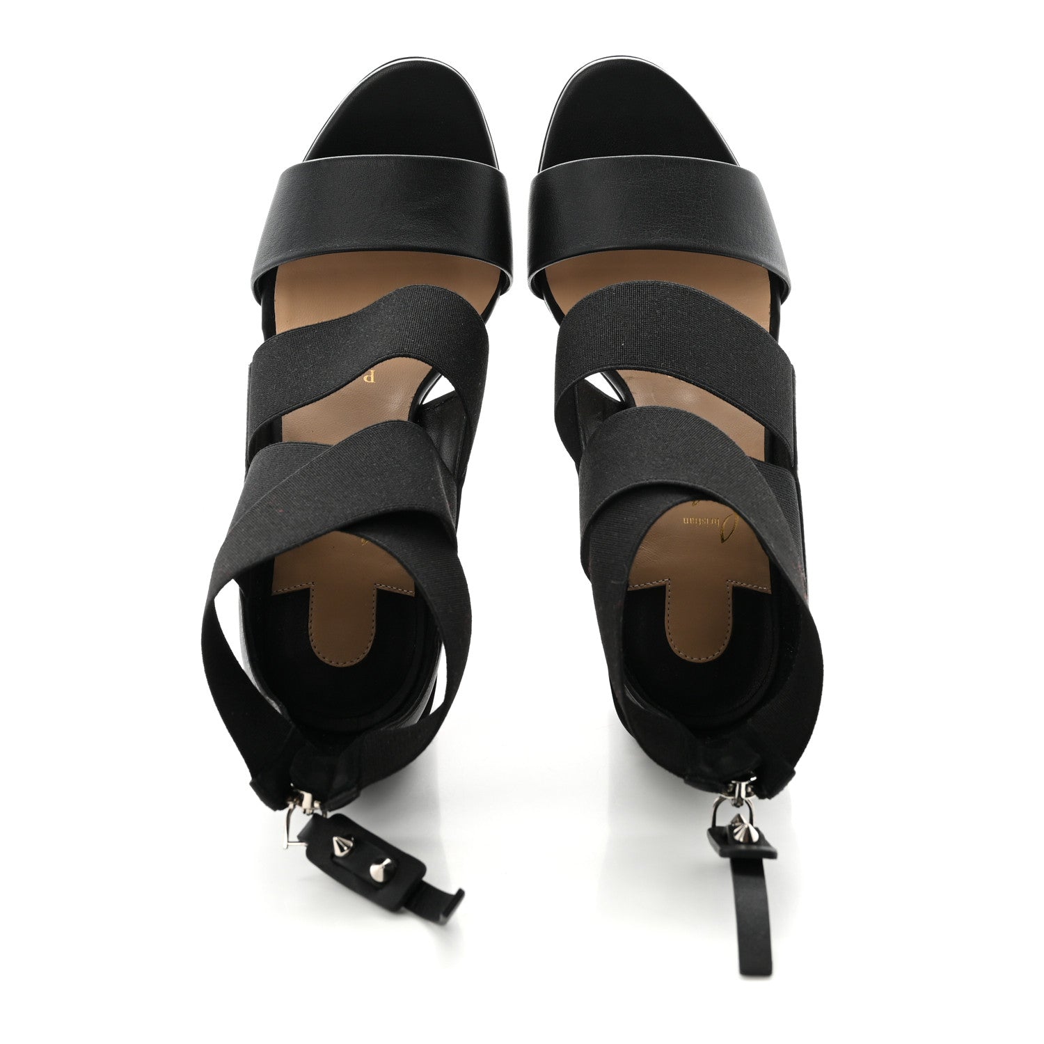 Elastic Calfskin Patrouille 85 Sandals 35.5 Black