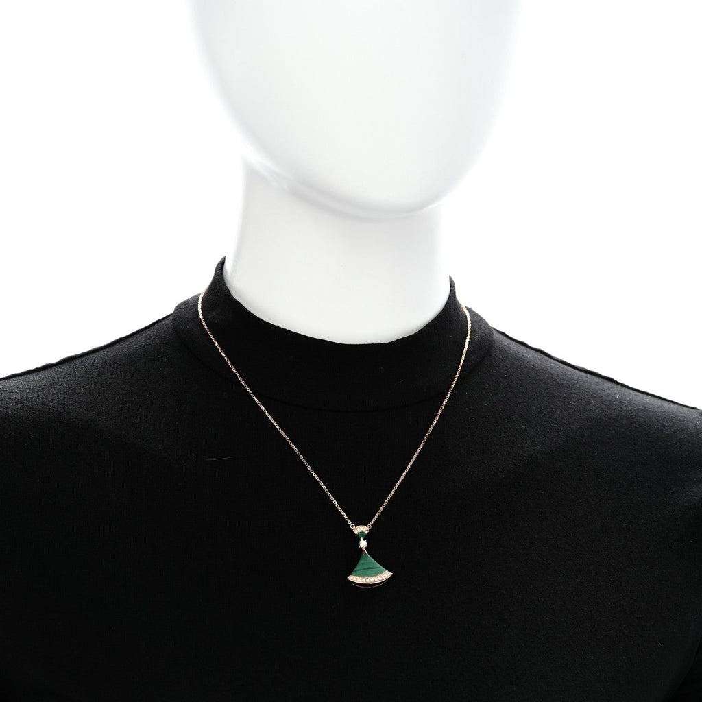 18K Rose Gold Diamond Malachite Divas' Dream Pendant Necklace