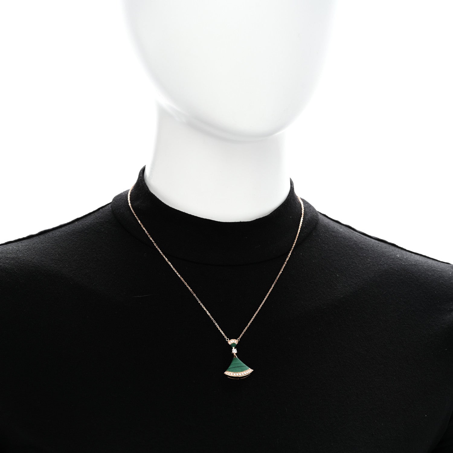 18K Rose Gold Diamond Malachite Divas' Dream Pendant Necklace