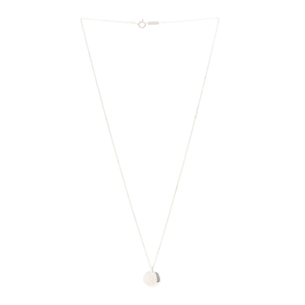 Sterling Silver Letter G Disc Pendant Necklace