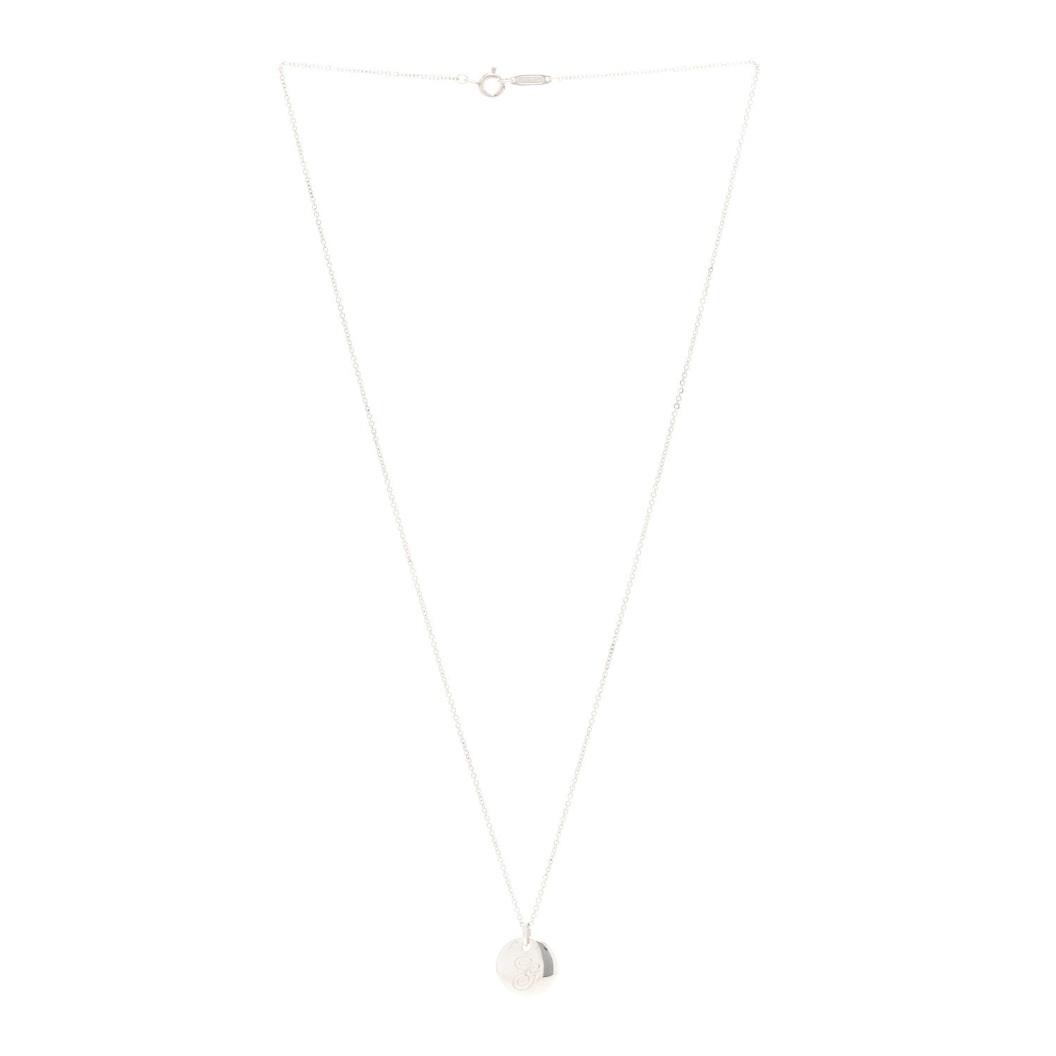 Sterling Silver Letter G Disc Pendant Necklace