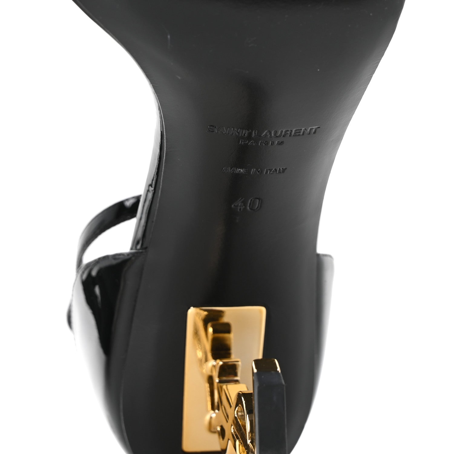 Patent Calfskin Opyum 85 Sandals 40 Black Gold
