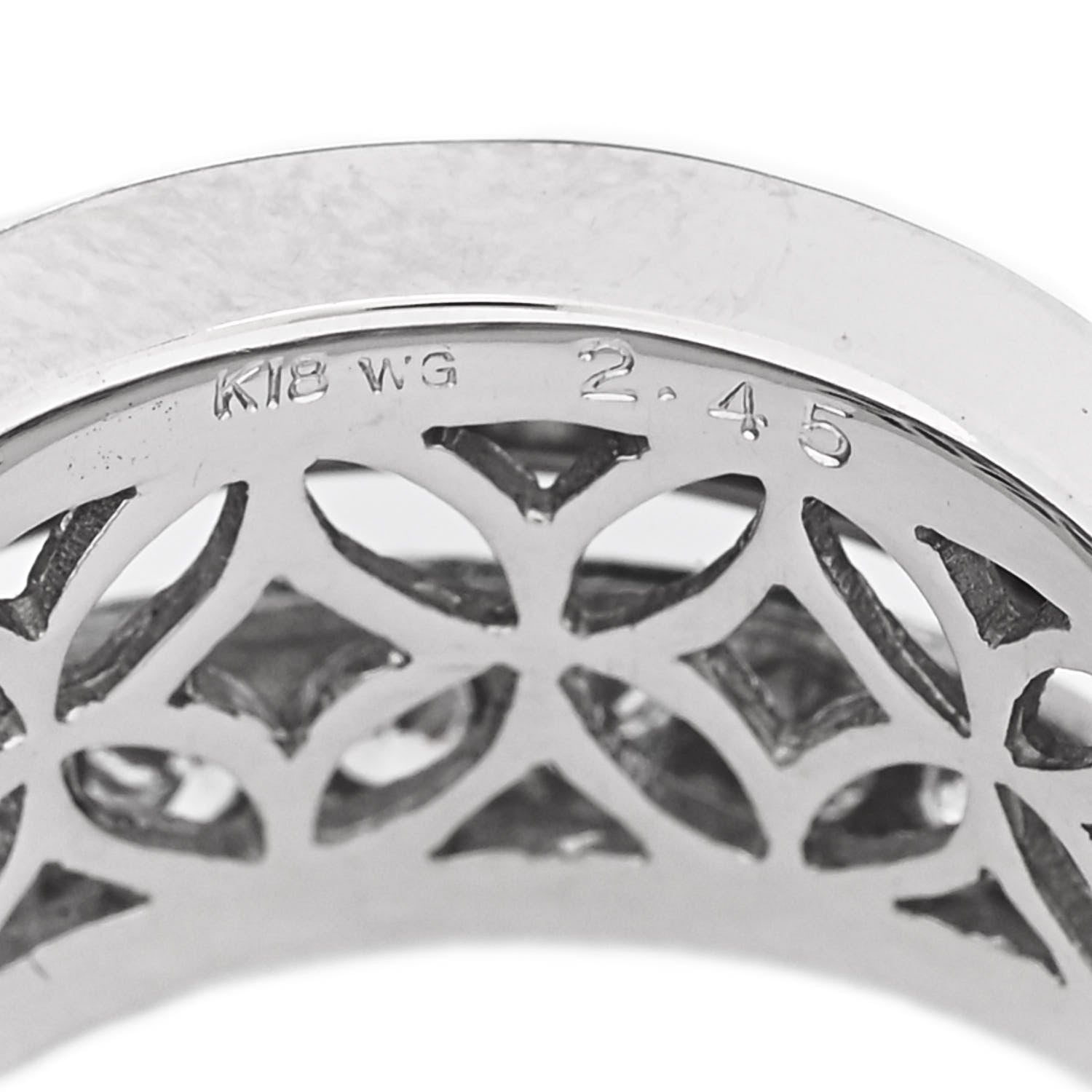 18K White Gold Diamond 2.45ctw Three-Row Ring 56 7.5