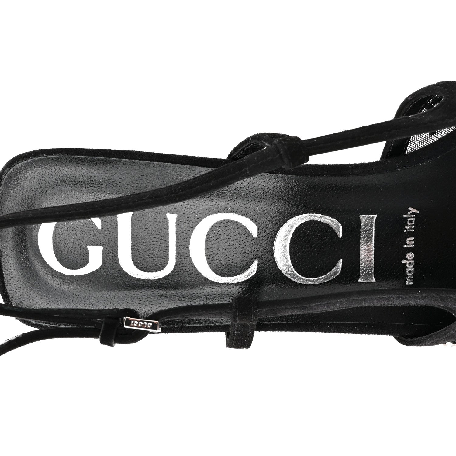 Tela Retino Kid Scamosciato Crystal GG Monogram Square G 35mm Slingback Pumps 38.5 Black