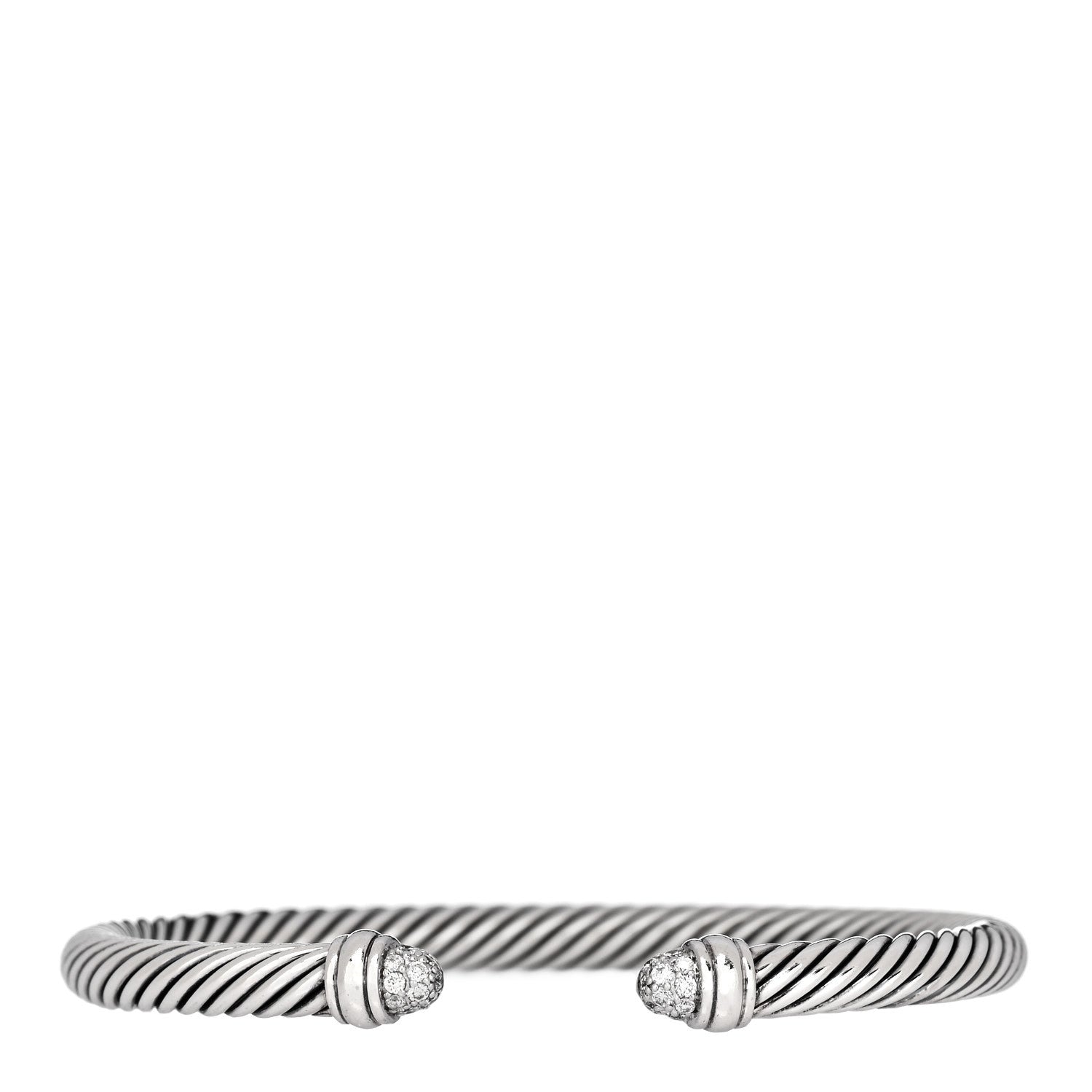 Sterling Silver Pave Diamond 5mm Cable Classics Bracelet