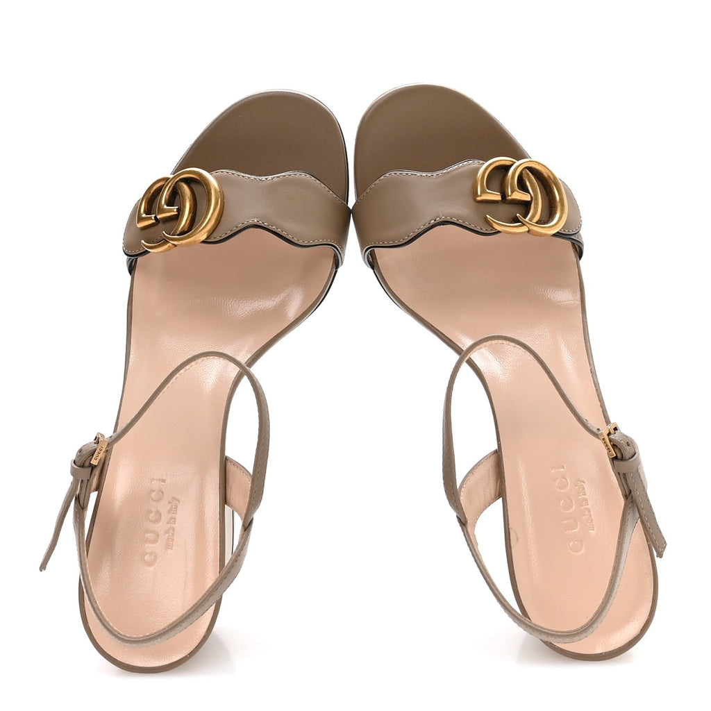 Lifford Calfskin GG Marmont Ankle Wrap 75mm Sandals 35.5 Mud