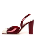 Laminated Calfskin Lambskin Cap Toe CC Slingback Pumps 40 Red Ivory