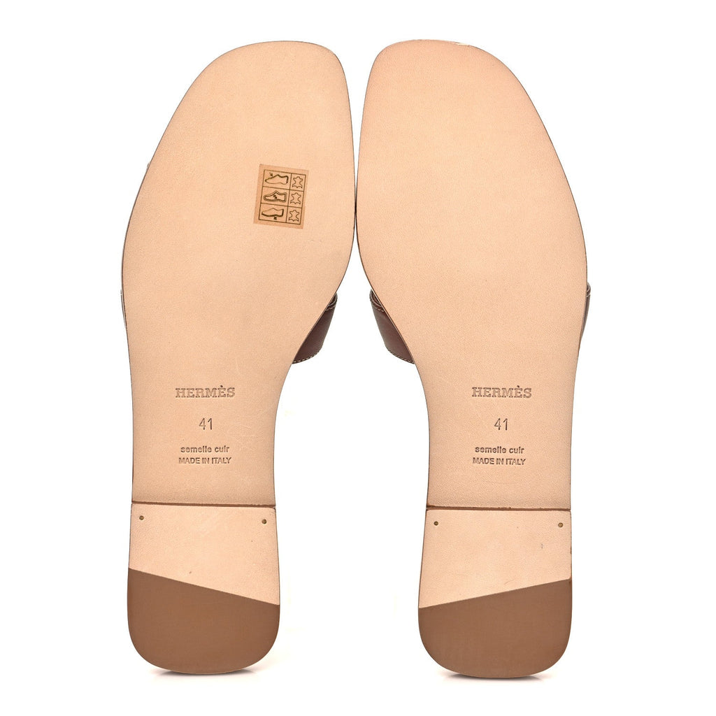 Box Calfskin Oran Sandals 41 Gold