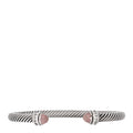Sterling Silver Diamond Rose Quartz 5mm Cable Classics Bracelet