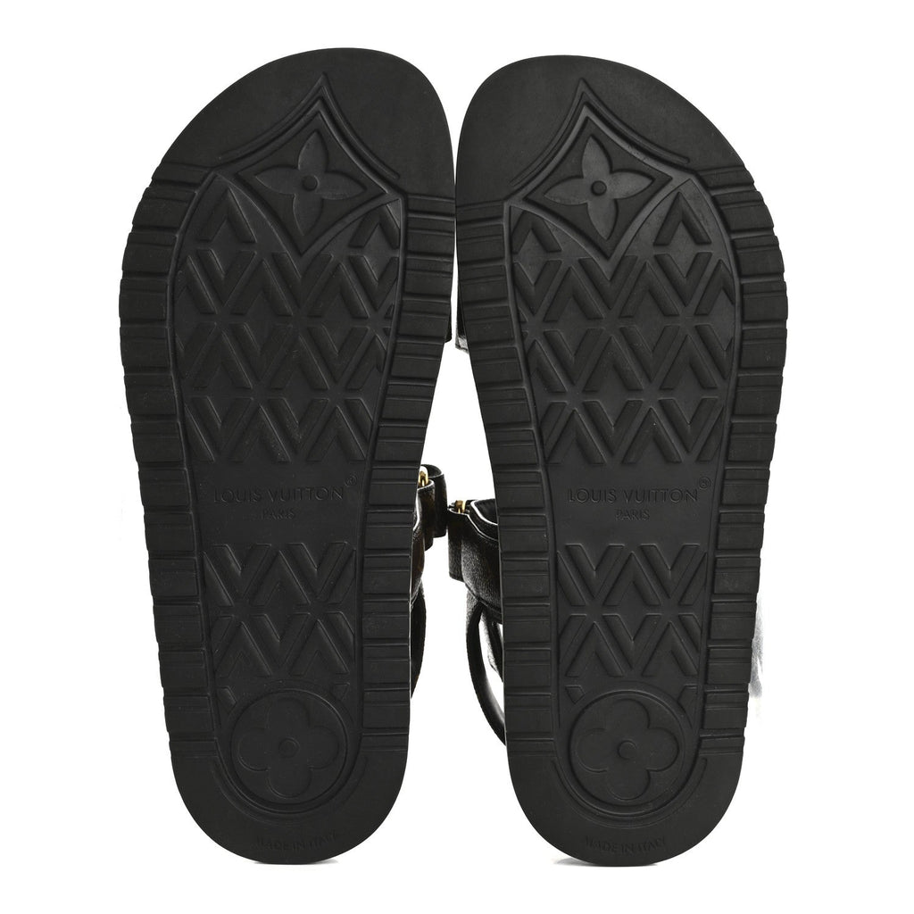 Monogram LV Sunset Comfort Flat Sandals 37.5 Cacao Brown