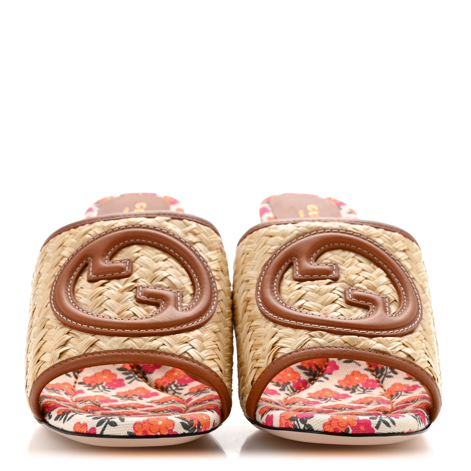 Raffia Malaga Kid Interlocking G Mabel Sandals 39 Natural