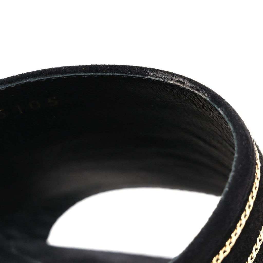 Suede Chain Flat Mule Sandals 39 Black