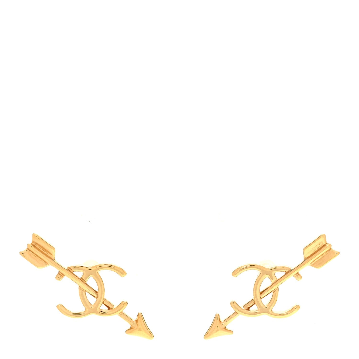 Metal CC Arrow Stud Earrings Gold