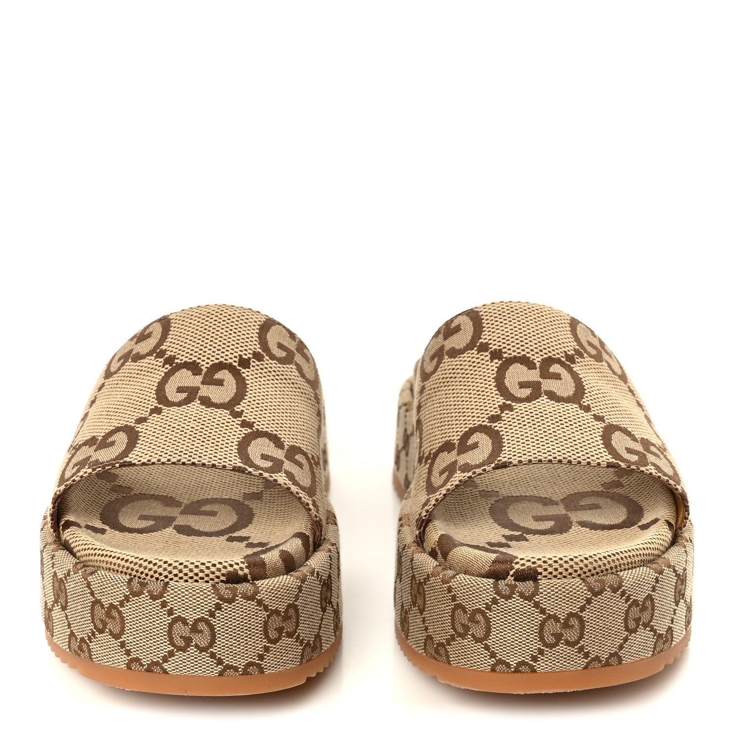 Monogram Maxi GG Angelina Platform 55mm Slide Sandals 41.5 Camel Ebony