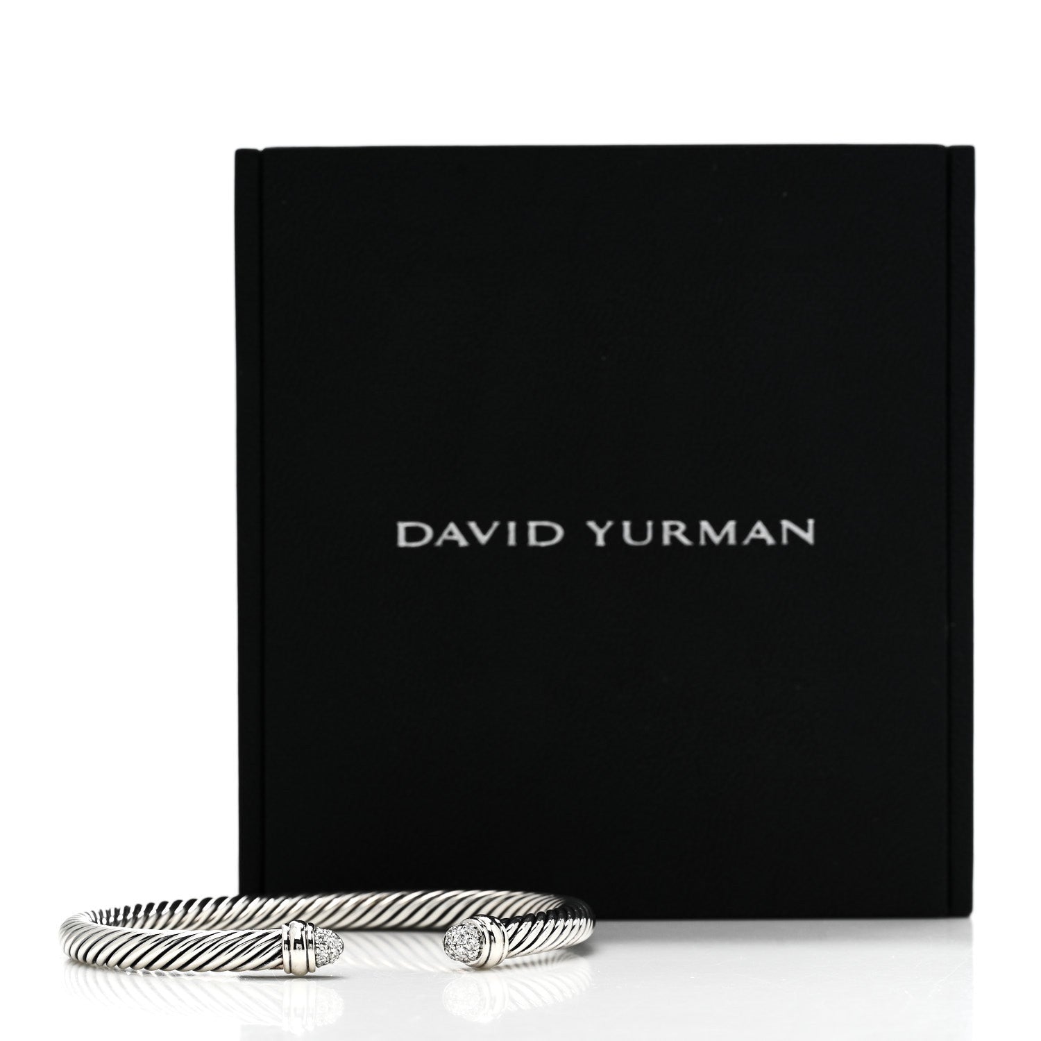 Sterling Silver Pave Diamond 5mm Cable Classics Bracelet