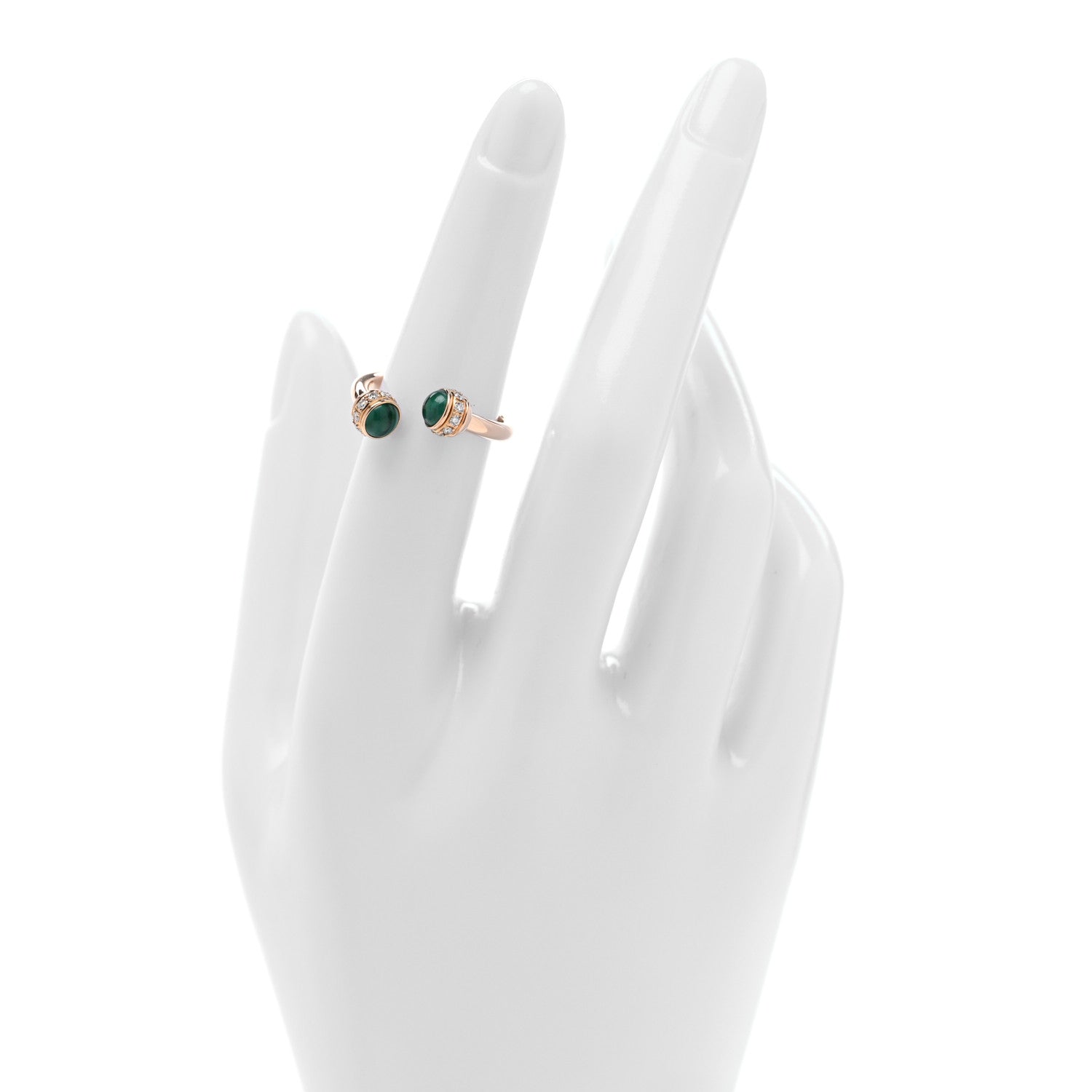 18K Rose Gold Diamond Malachite Possession Open Ring 53 6.25