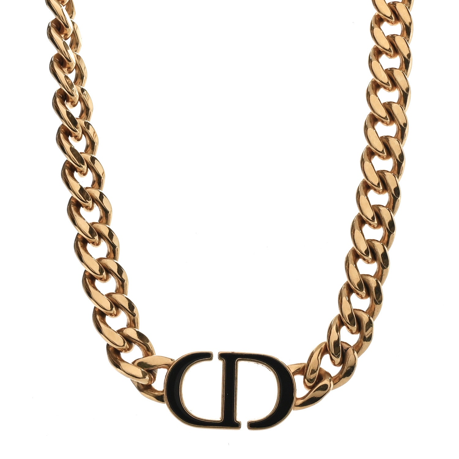 Metal CD Choker Necklace Gold Black