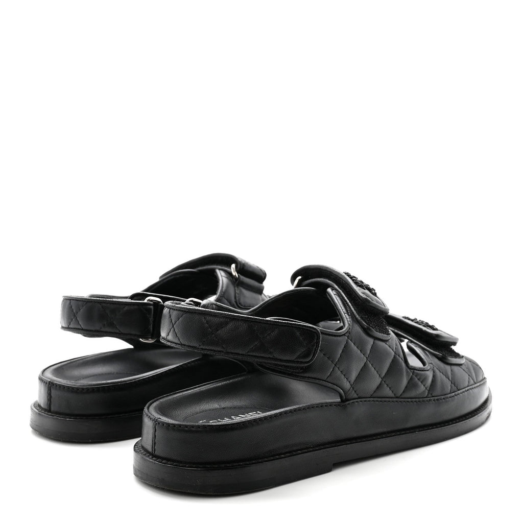Lambskin Velcro Dad Sandals 38.5 Black
