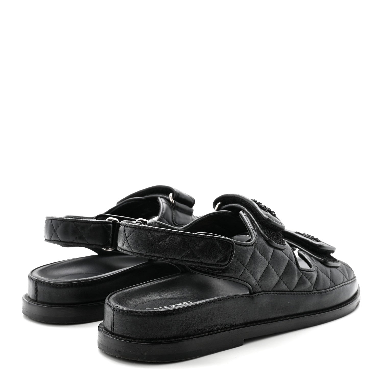 Lambskin Velcro Dad Sandals 38.5 Black