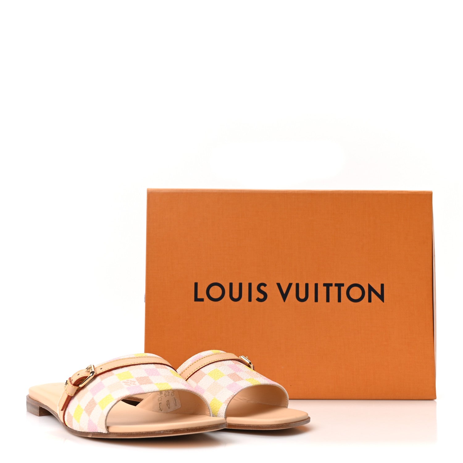 Damierlicious Neo Revival Flat Mule Sandals 40 Rose Peach