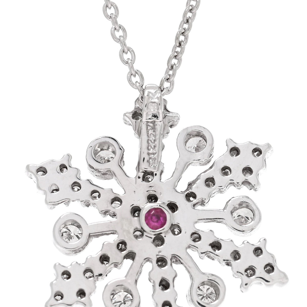 18K White Gold Diamond Snowflake Pendant Necklace