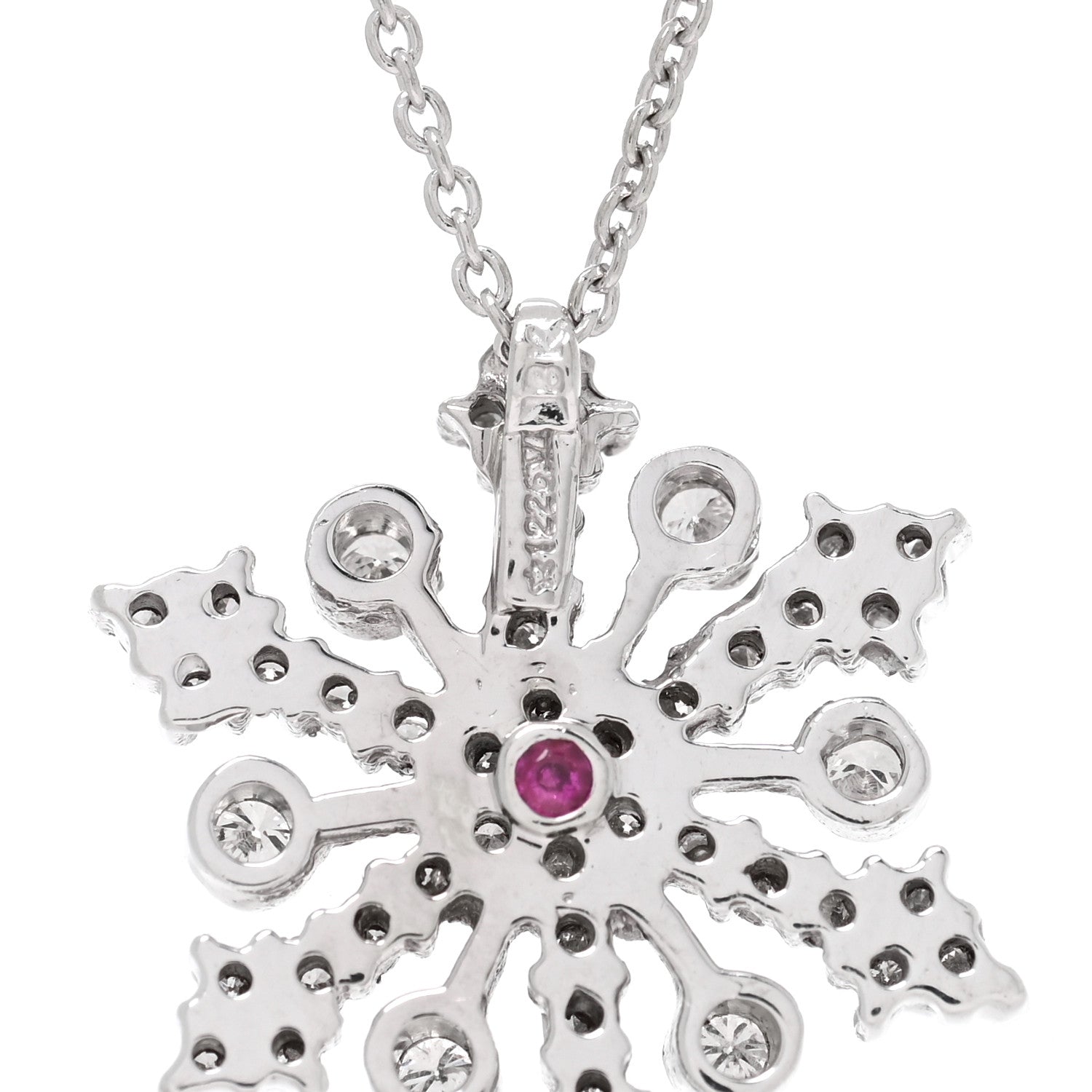 18K White Gold Diamond Snowflake Pendant Necklace