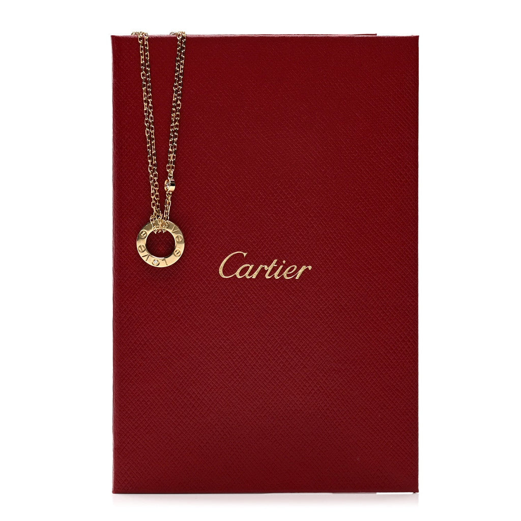 18K Yellow Gold 2 Diamond LOVE Necklace