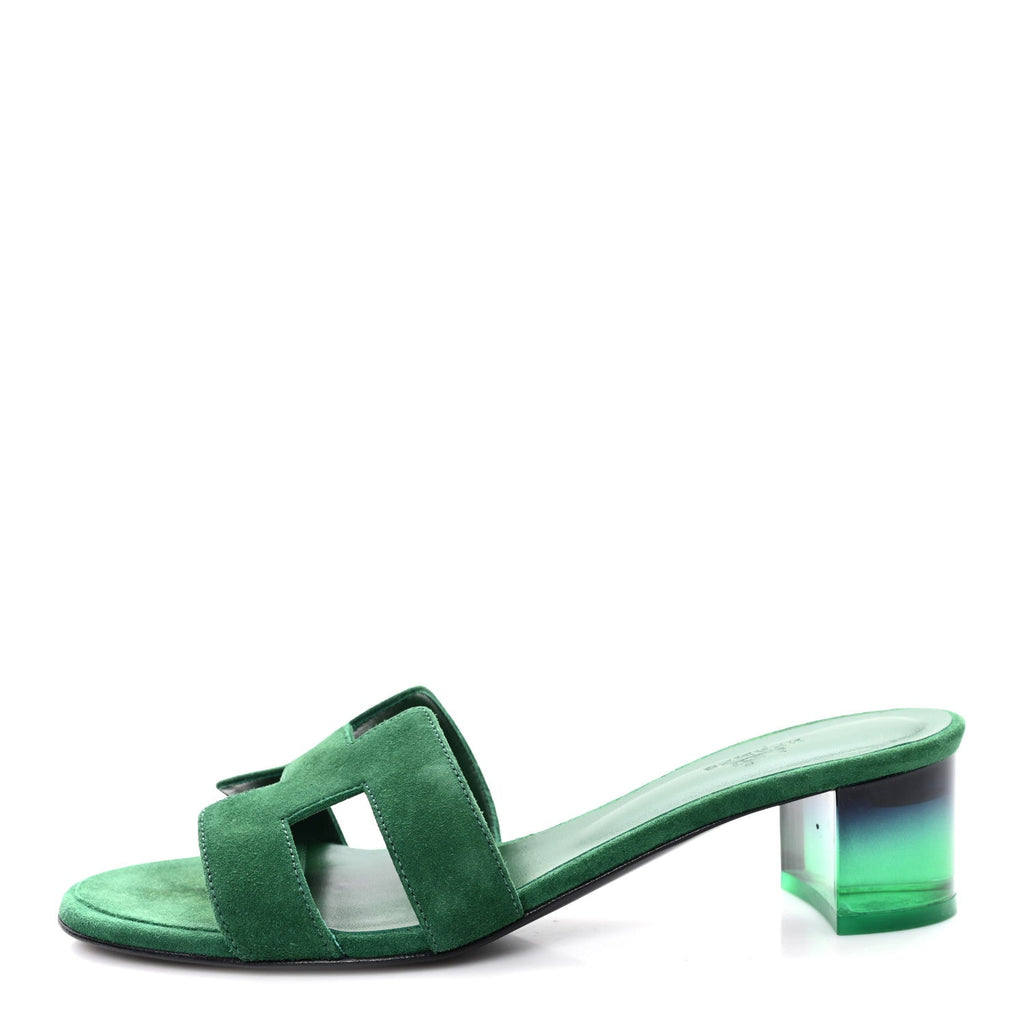 Suede Goatskin Oasis Sandals 39.5 Vert Electrique