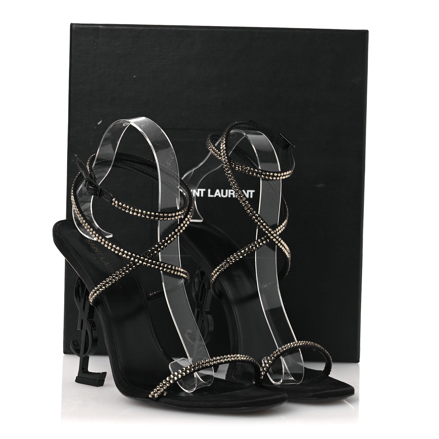 Crepe Satin Strass Opyum 110 Sandals 39.5 Black
