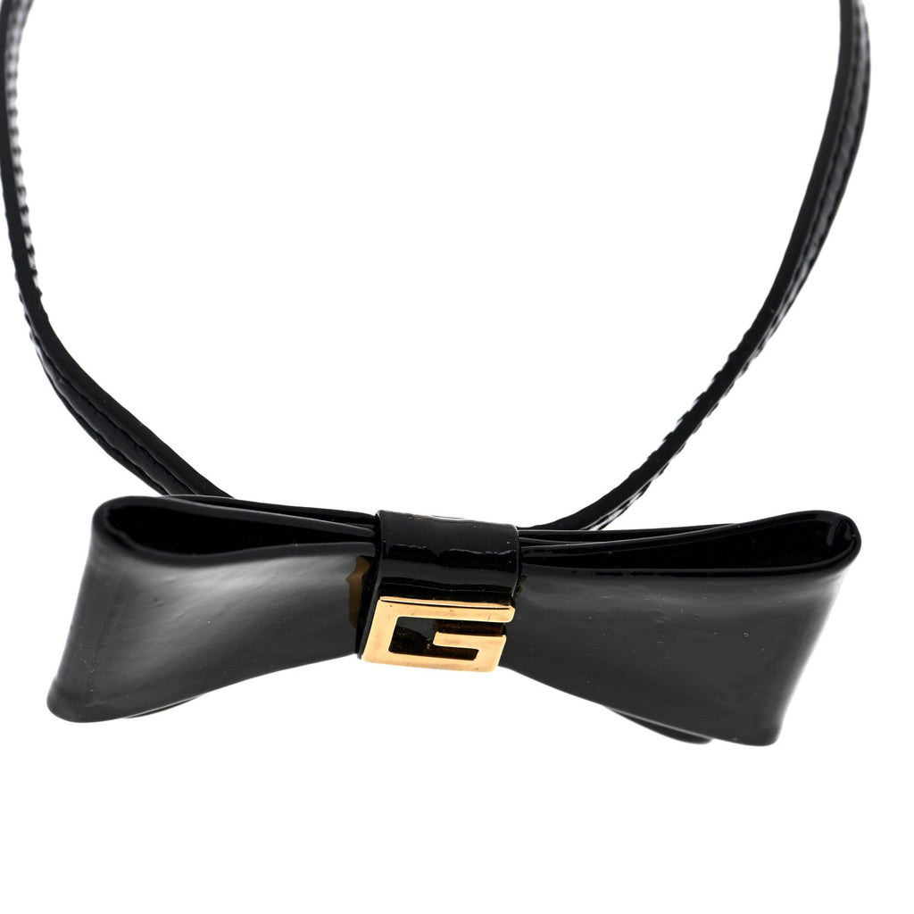 Patent G Bow Choker Necklace Black Gold