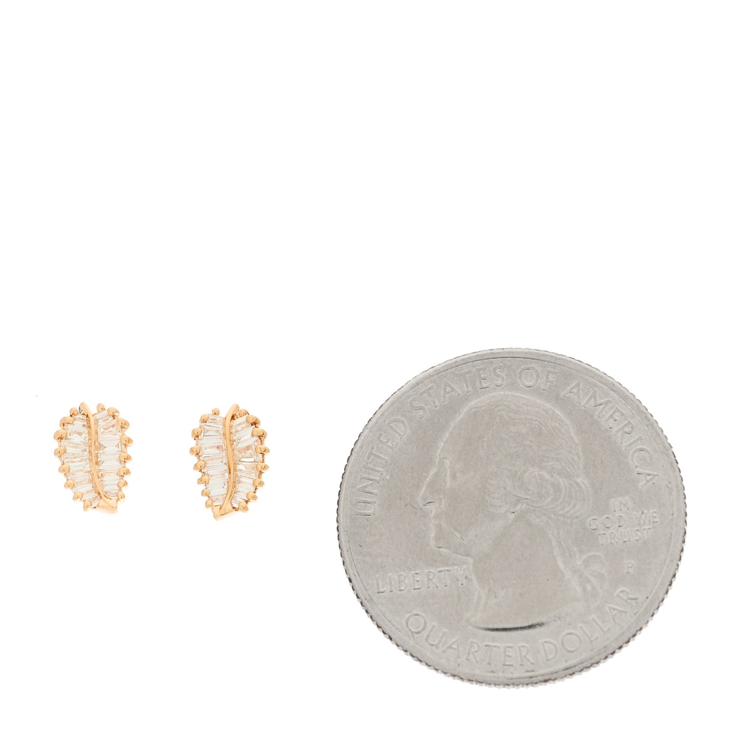 18K Rose Gold Diamond Small Palm Leaf Earrings