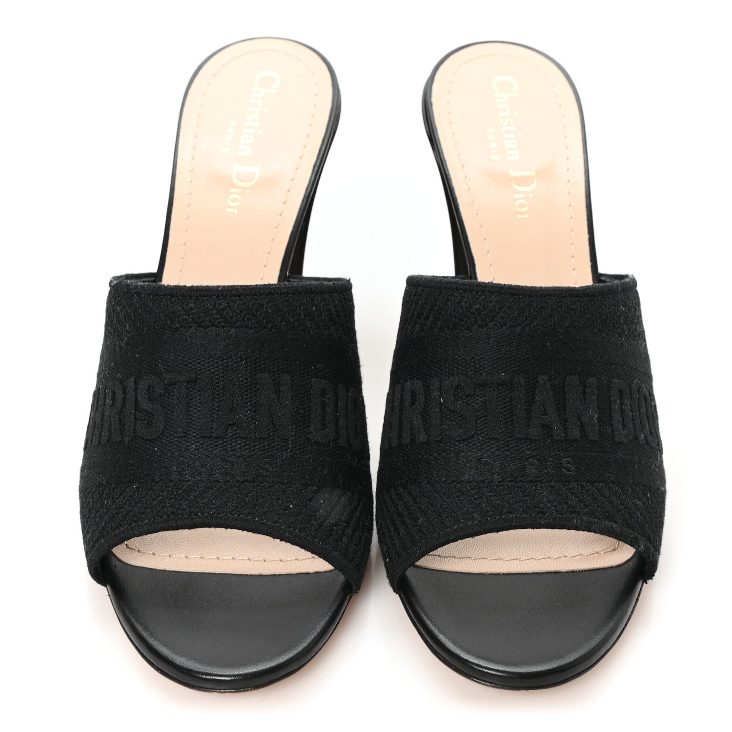 Cotton Embroidered Dway 85mm Slide Sandals 40 Black