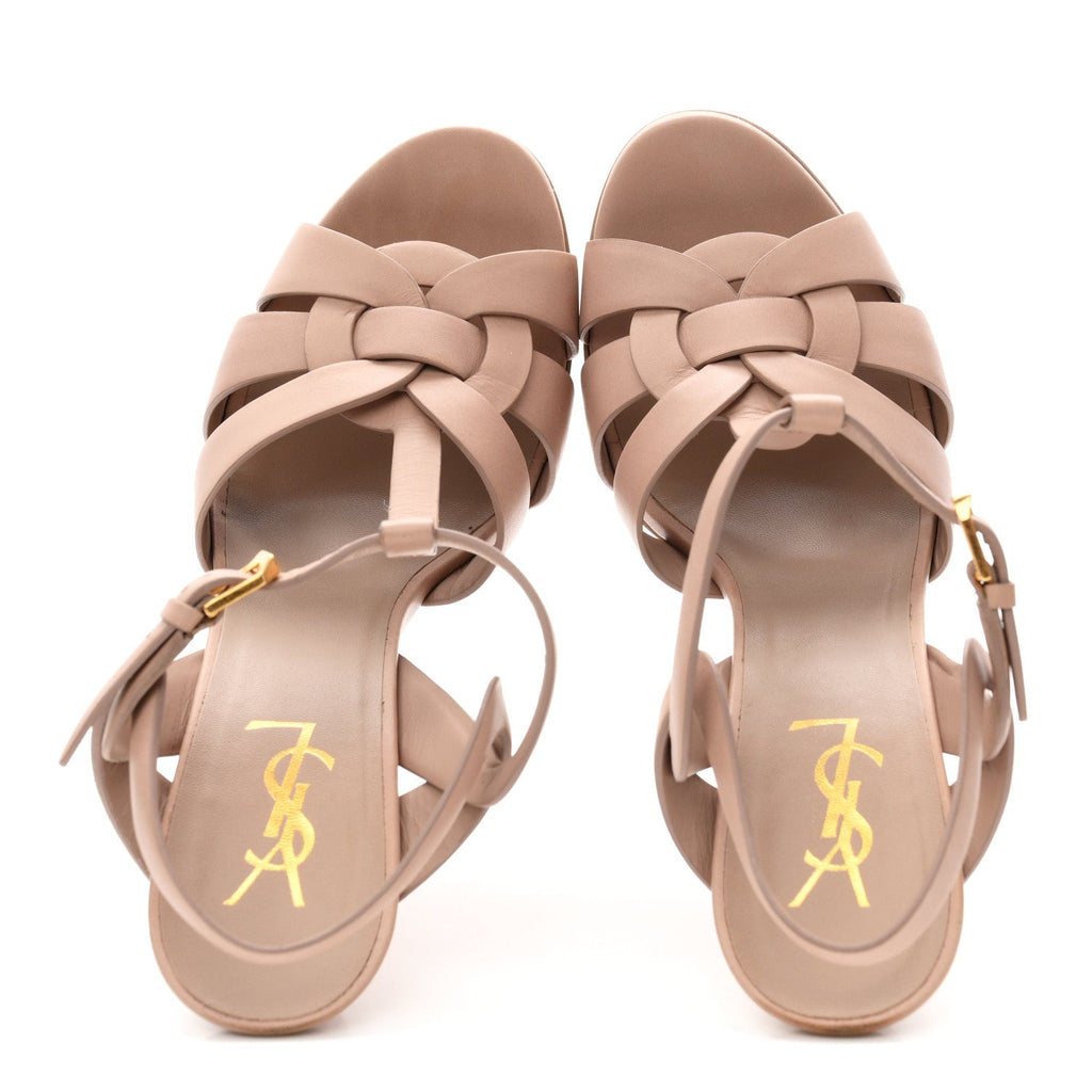 Calfskin Tribute 105 Platform Sandals 38.5 Nude