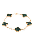 18K Yellow Gold Malachite 5 Motifs Vintage Alhambra Bracelet