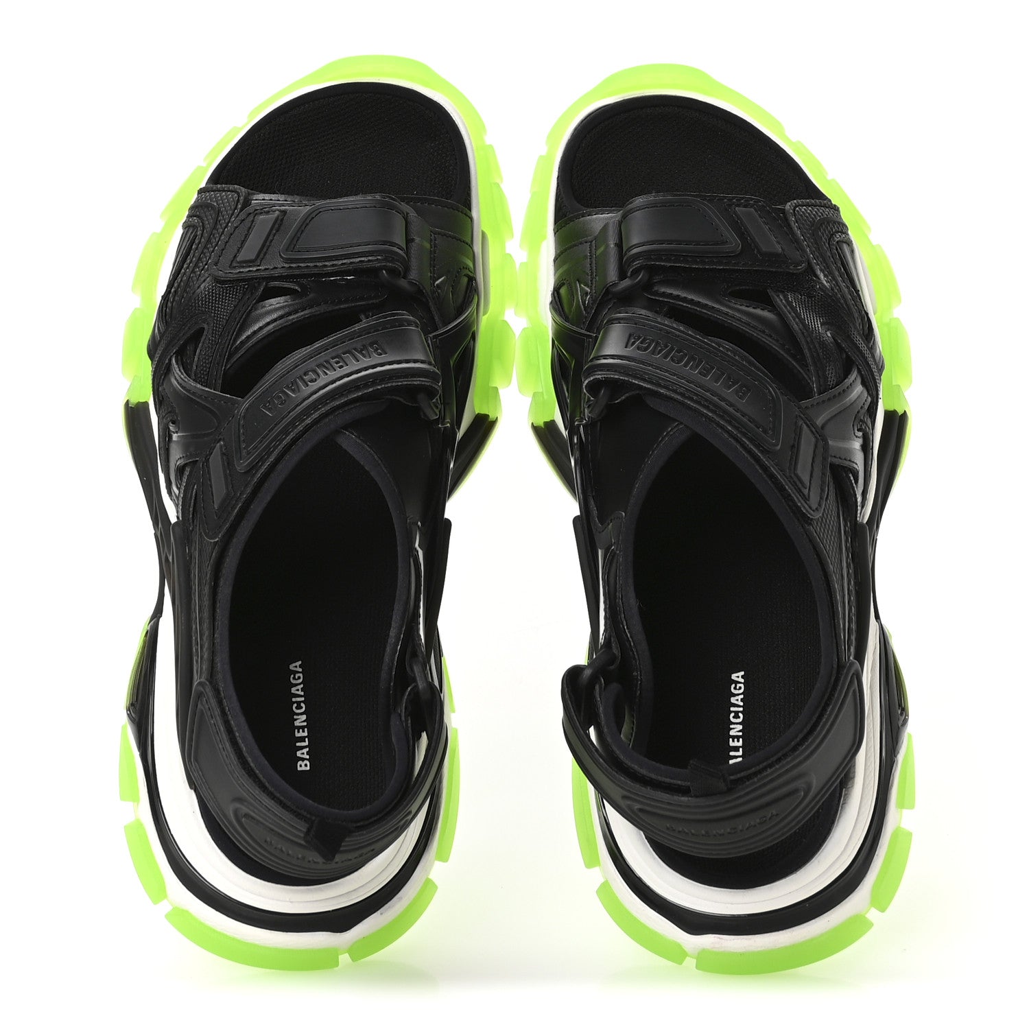 Neoprene Rubber Clear Sole Mens Track Sandals 41 Black White Fluo Green