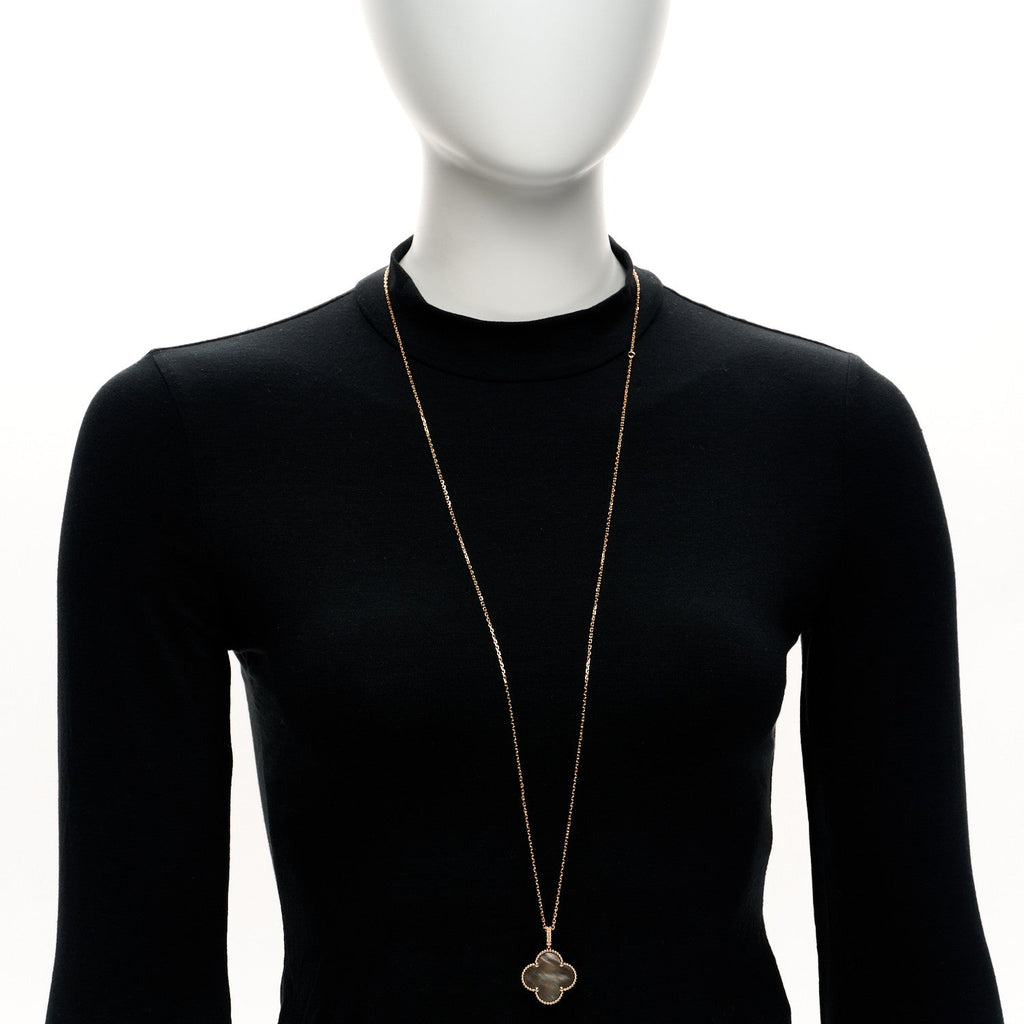 18K Rose Gold Gray Mother of Pearl Magic Alhambra Long Necklace