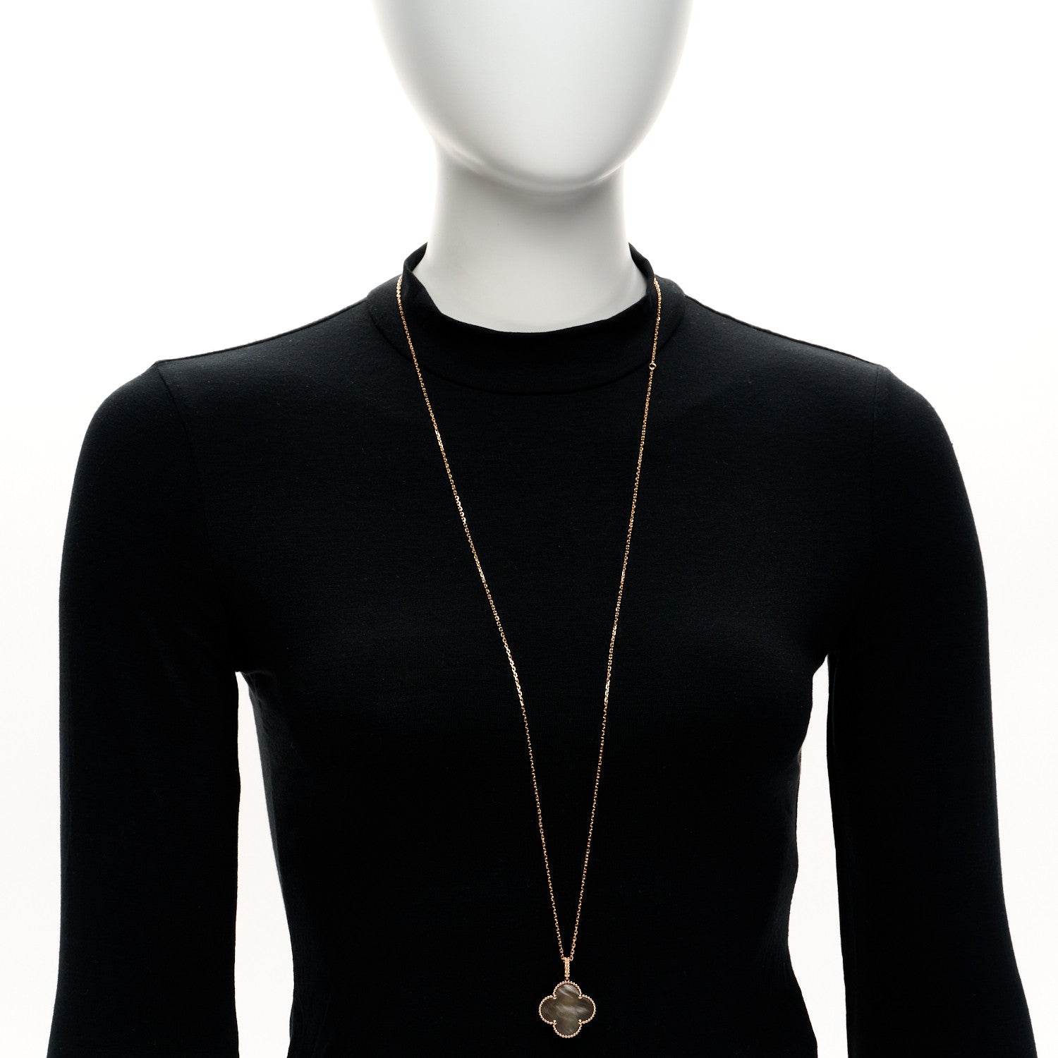 18K Rose Gold Gray Mother of Pearl Magic Alhambra Long Necklace