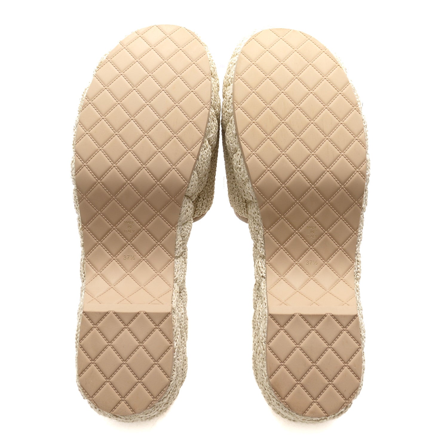 Raffia CC Platform Mules 37.5 Beige