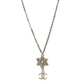 Crystal CC Flower Drop Necklace White