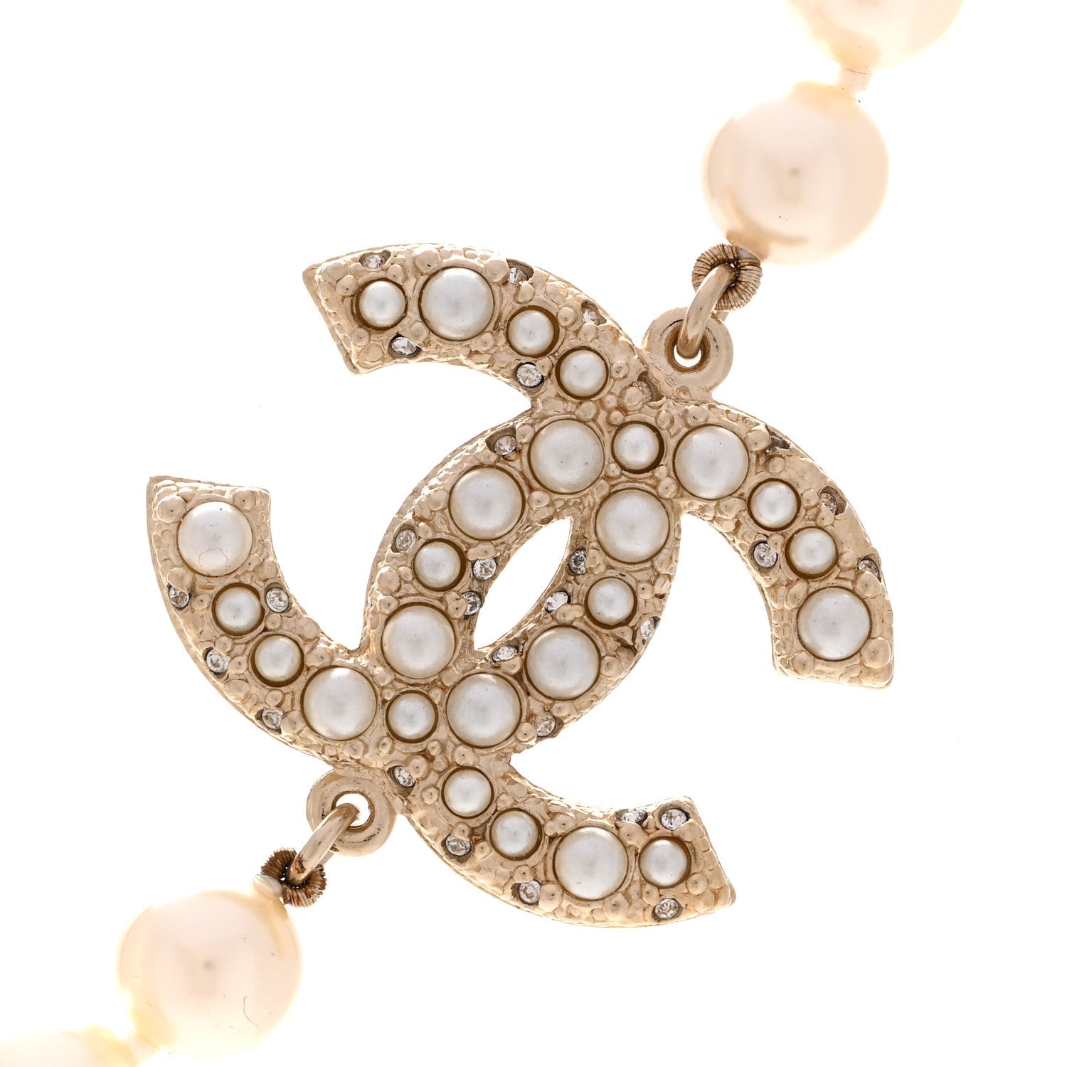 Pearl CC 100th Anniversary Necklace Light Gold