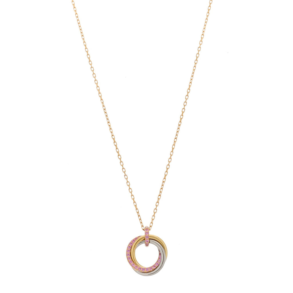 18K Pink Gold Pink Sapphire Trinity Pendant Necklace
