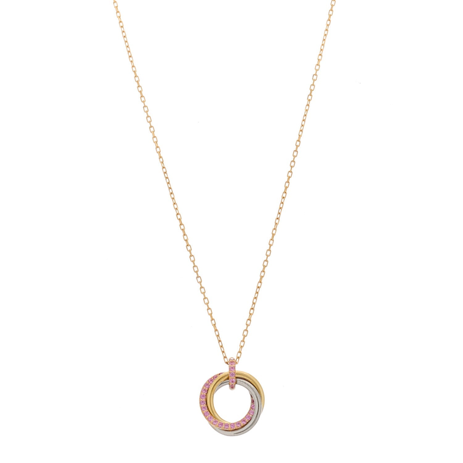 18K Pink Gold Pink Sapphire Trinity Pendant Necklace