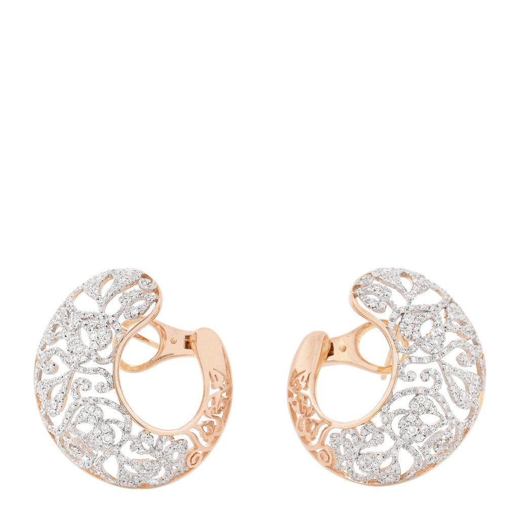 18K Rose Gold Diamond Arabesque Earrings