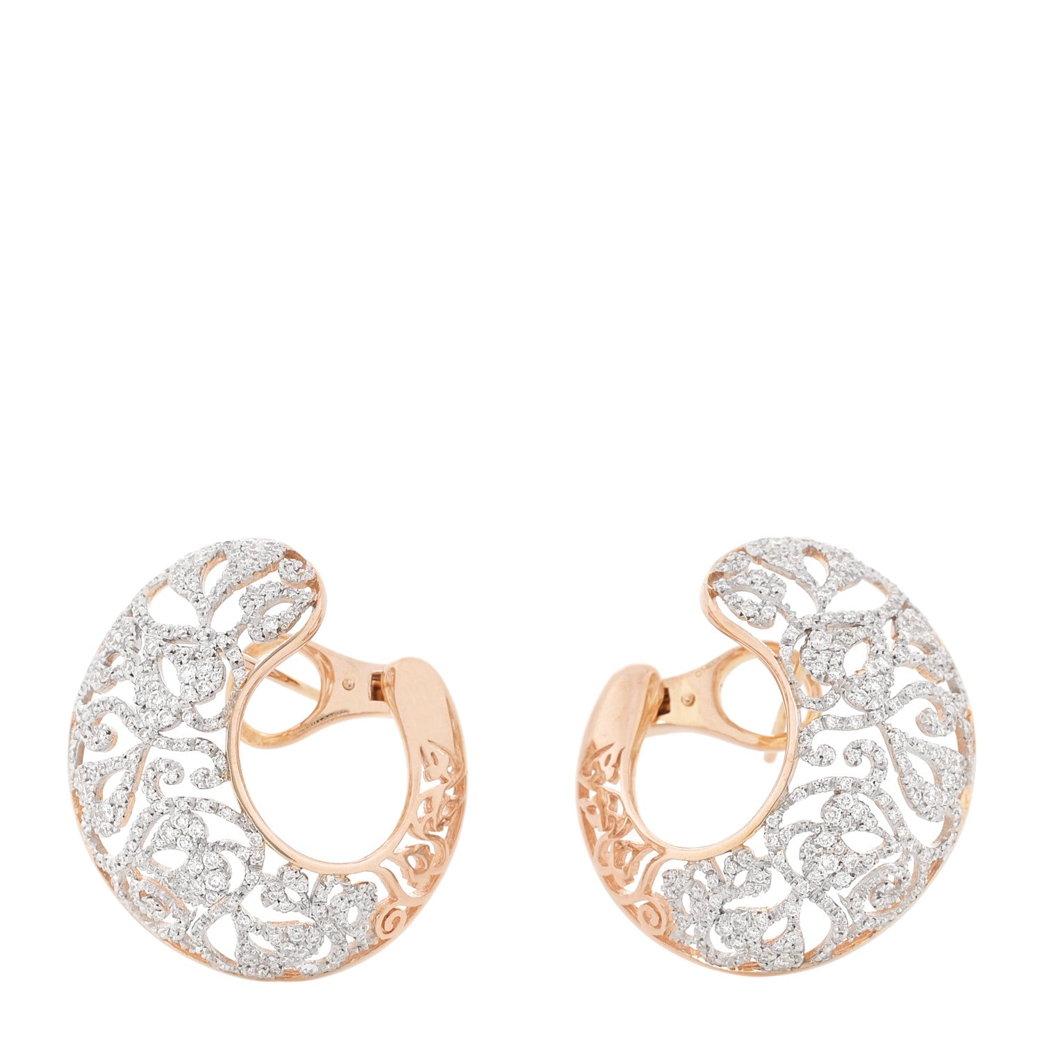 18K Rose Gold Diamond Arabesque Earrings