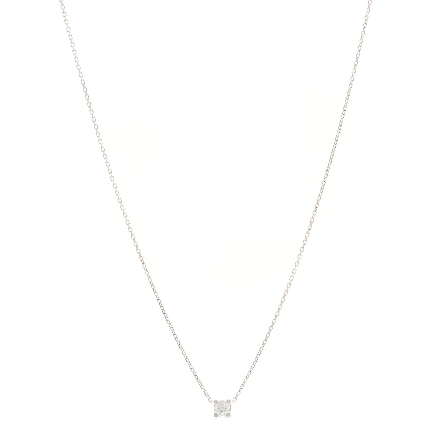 18K White Gold Diamond .23ct C De Cartier Pendant Necklace