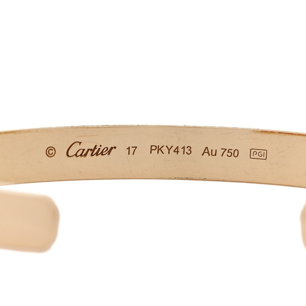 18K Yellow Gold LOVE Cuff Bracelet 17