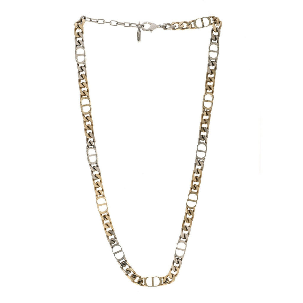 Brass CD Icon Thin Chain Link Necklace Silver Gold