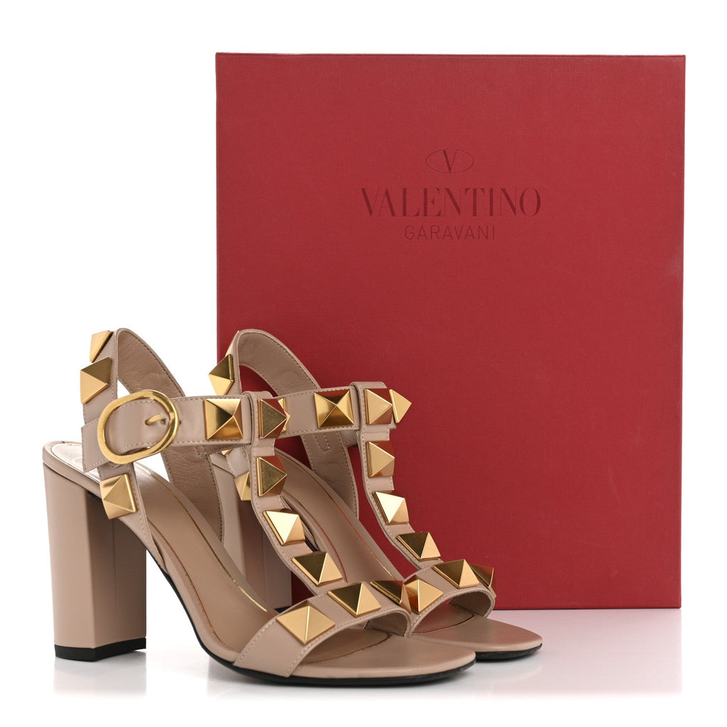 Calfskin Roman Stud 90mm Sandals 37 Rose Cannelle