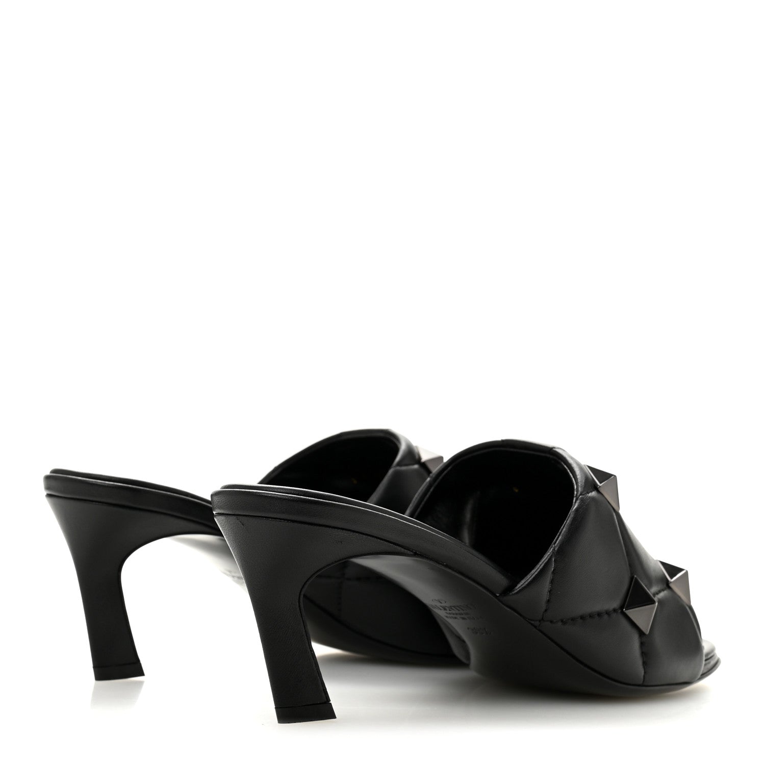 Nappa Quilted Monochrome Roman Stud 65mm Slide Sandals 39.5 Black