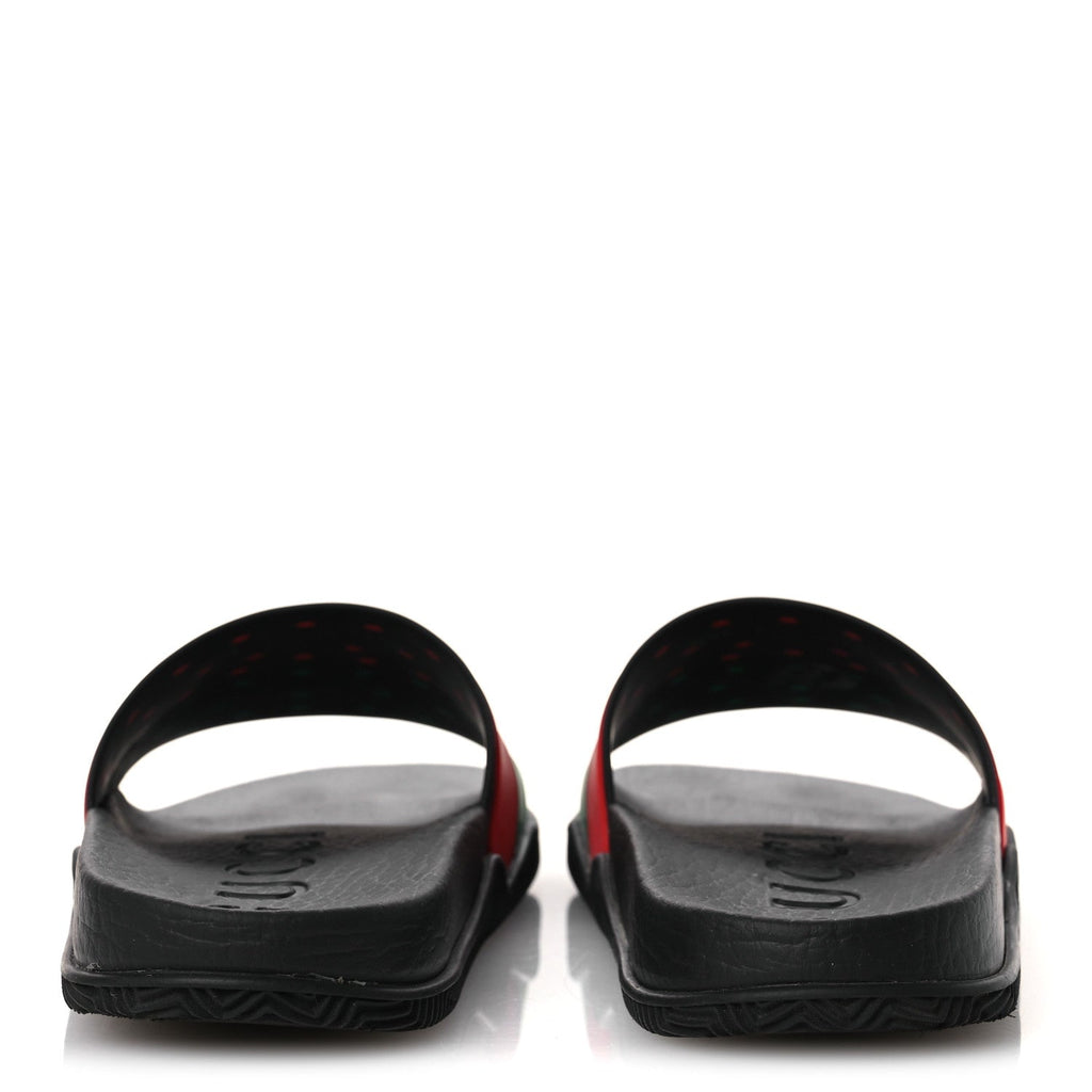Rubber Web Womens Interlocking G Slide Sandals 33 Black Green Red